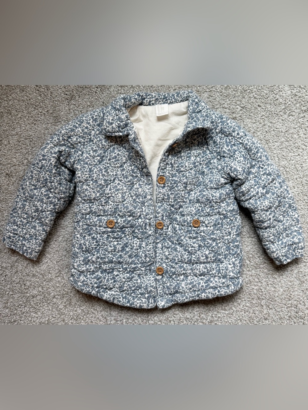 2T H&M Blue Floral Quilted Jacket